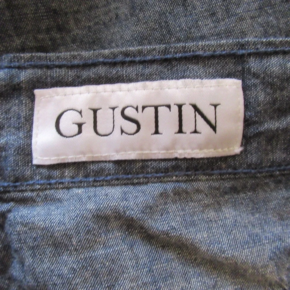 Gustin‎ Pants 34 Blue Chambray Slim Fit Button Fly